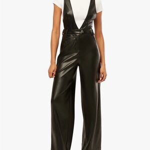 WeWoreWhat Black Faux Leather Jumpsuit
